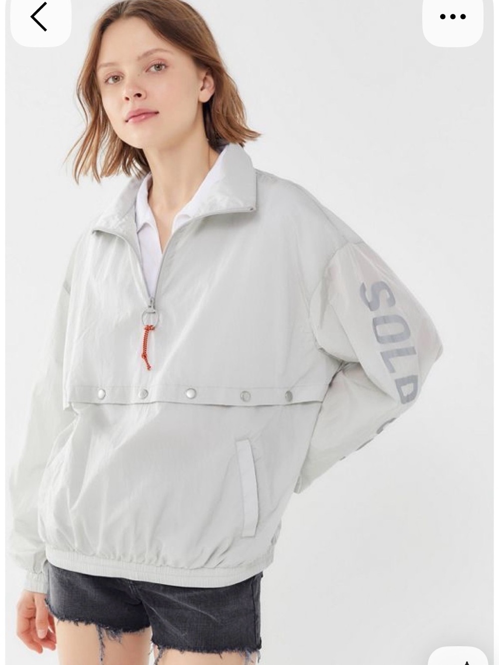 Urban Outfitters Light Gray Half-Zip Bomber Pullover rain Jacket XS